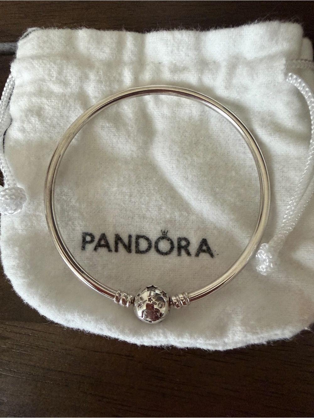 Authentic Pandora Silver Star-Accented Charm Bangle